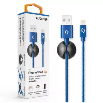 ALIGATOR podatkovni kabel PREMIUM 2A, Lightning, modri