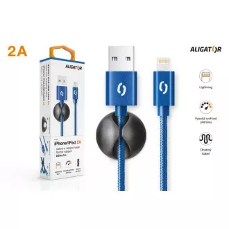 ALIGATOR podatkovni kabel PREMIUM 2A, Lightning, modri