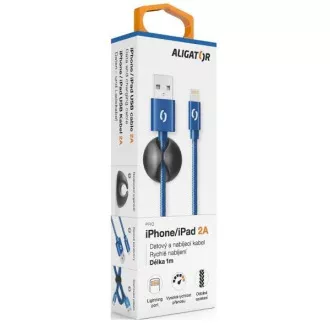 ALIGATOR podatkovni kabel PREMIUM 2A, Lightning, modri