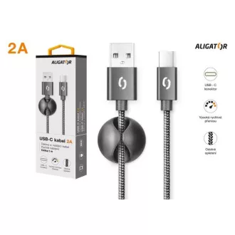 ALIGATOR podatkovni kabel PREMIUM 2A, USB-C, črn