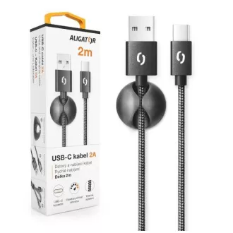 ALIGATOR podatkovni kabel PREMIUM 2A, USB-C, dolžina 2 m, črn