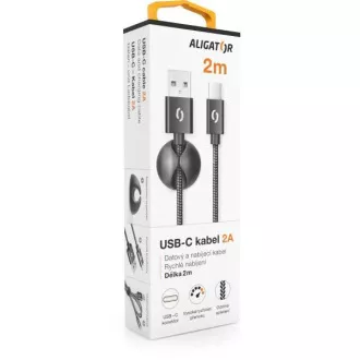ALIGATOR podatkovni kabel PREMIUM 2A, USB-C, dolžina 2 m, črn