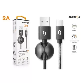ALIGATOR podatkovni kabel PREMIUM 2A, USB-C, dolžina 2 m, črn