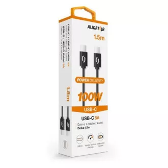 ALIGATOR podatkovni kabel POWER 100W, USB-C/USB-C 5A, dolžina 1, 5 m, črn