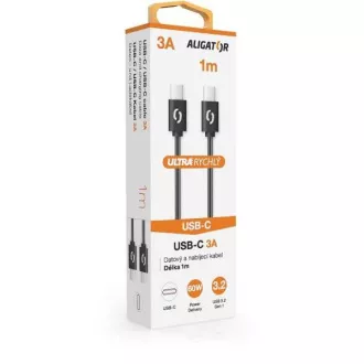 ALIGATOR podatkovni kabel POWER 60W, USB-C/USB-C 3A, dolžina 1 m, črn