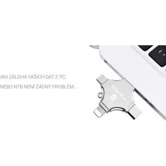Viking USB Flash Drive 3.0 4-v-1 z Lightning/Micro USB/USB/USB-C, 16 GB, srebrn