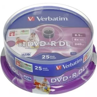 VERBATIM DVD R (25-kratni paket)/vreteno z dvojno plastjo 8X 8,5 GB za tiskanje s črnilom