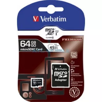VERBATIM MicroSDXC 64GB Premium, U1   adapter