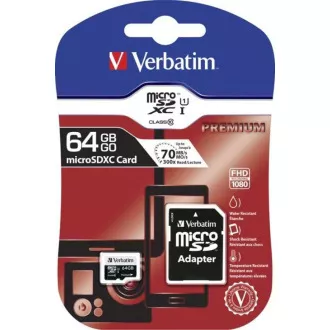 VERBATIM MicroSDXC 64GB Premium, U1   adapter