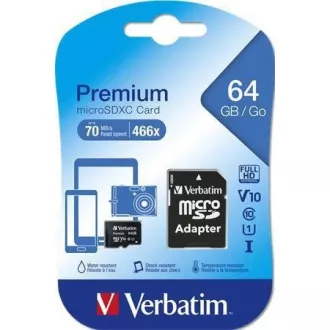 VERBATIM MicroSDXC 64GB Premium, U1   adapter