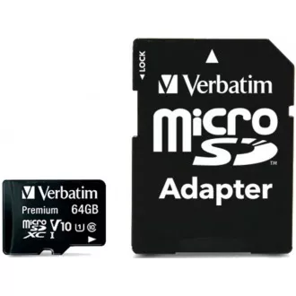 VERBATIM MicroSDXC 64GB Premium, U1   adapter