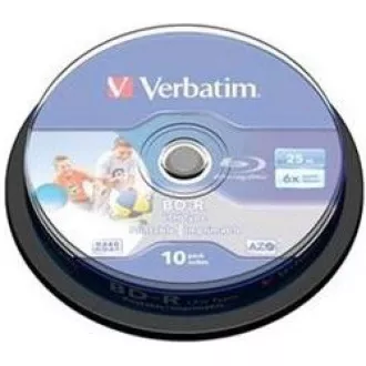 VERBATIM BD-R SL Datalife HTL (10 pakiranj)Blu-Ray/vreteno/6x/25 GB s široko možnostjo tiskanja