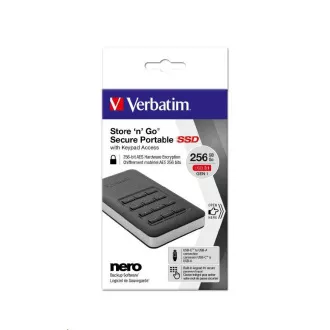 VERBATIM Zunanji SSD, vključno s KEYPAD 256GB USB3.1 GDPR