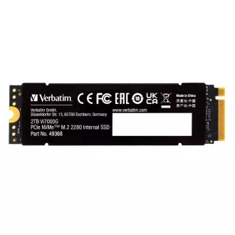 VERBATIM SSD Vi7000G Notranji SSD PCIe NVMe M.2 4TB, W 6700/ R 7400MB/s