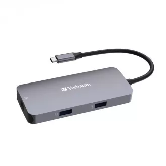VERBATIM Vozlišče USB-C Pro Multiport 5 portov, 2x USB 3.2, 1x USB-C, HDMI, RJ45, siva