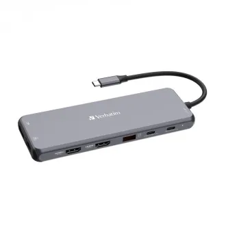 VERBATIM Vozlišče USB-C Pro Multiport 13 portov, 6x USB-A, 2x USB-C, 2x HDMI, DP, RJ45, 3,5mm Jack audio, siva