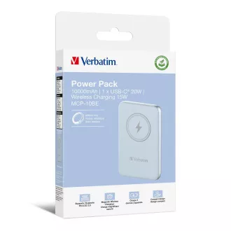 VERBATIM Powerbank Charge 'n' Go, magnetna, 10000 mAh, USB-C, modra