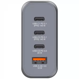 VERBATIM GaN GNC-100 omrežni polnilnik, 100 W, 3x USB-C, 1x USB
