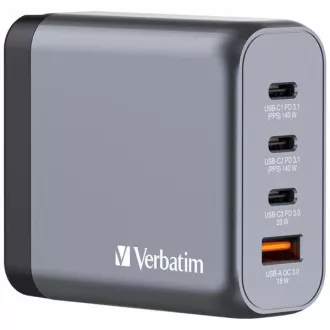 VERBATIM GaN omrežni polnilnik GNC-240, 240 W, 3x USB-C, 1x USB