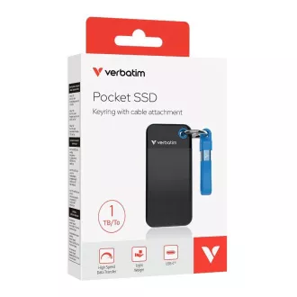 VERBATIM Zunanji SSD disk 1 TB Pocket USB3.2 Gen 2, črna/modra