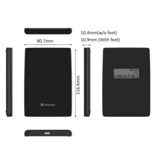 VERBATIM Zunanji SSD 1TB Store 'n' Go Slim Prenosni USB 3.0, USB-A/USB-C, črn