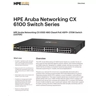 HPE Aruba Networking CX 6100 48G Class4 PoE 4SFP  370W Switch RENEW JL675A