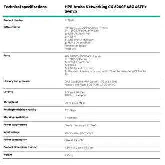 HPE Aruba Networking CX 6200F 48G 4SFP  stikalo JL726AR OBNOVITEV