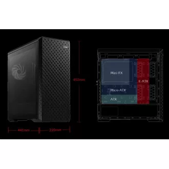 ADATA XPG ohišje DEFENDER PRO Mid-Tower, brez napajalnika, 3x 120mm ARGB ventilator, črno