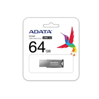 ADATA Flash disk 64 GB UV350, USB 3.2 Dash Drive, temno srebrna kovinska tekstura ADATA Flash disk 64 GB UV350, USB 3.2 Dash Drive, temno srebrna kovinska tekstura