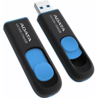 ADATA Flash disk 256 GB UV128, USB 3.1 Dash Drive (R:90/W:40 MB/s) črno/modra