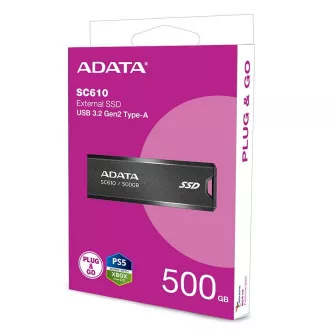 ADATA Zunanji SSD disk 500 GB SC610, USB-A 3.2, črn
