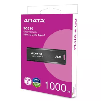 ADATA Zunanji SSD 1TB SC610, USB-A 3.2, črn
