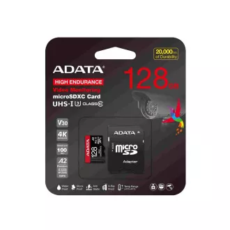 Kartica ADATA MicroSDXC 128GB High Endurance UHS-I C10 V30 A2 (R:100/W:85 MB/s)   adapter SD