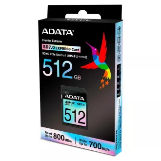 Kartica ADATA SDXC 512GB Extreme, PCIe Gen3, UHS-I, C10, V30, (R:800/W:700 MB/s) Kartica ADATA SDXC 512GB Extreme, PCIe Gen3, UHS-I, C10, V30, (R:800/W:700 MB/s)