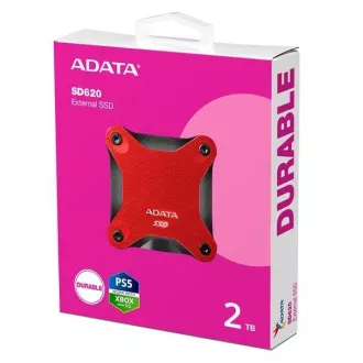 ADATA zunanji SSD 2TB SD620, USB Micro-B, USB 3.2 Gen 2, R:520/W:460MB/s, rdeča