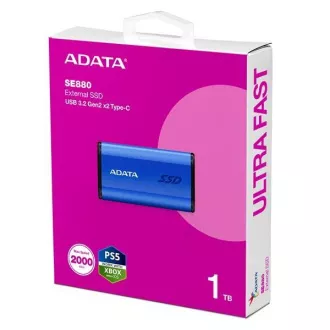 ADATA zunanji SSD 1TB SE880, USB-C 3.2 Gen 2x2, R:2000/W:2000MB/s, moder