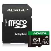 Kartica ADATA MicroSDXC 64 GB Speed Plus, U3, C10, A2, V30 (R:160/W:140 MB/s)   adapter SD