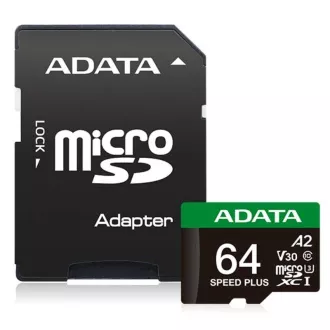 Kartica ADATA MicroSDXC 64 GB Speed Plus, U3, C10, A2, V30 (R:160/W:140 MB/s)   adapter SD
