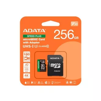 Kartica ADATA MicroSDXC 256 GB Speed Plus, U3, C10, A2, V30 (R:180/W:160 MB/s)   adapter SD