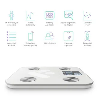 TrueLife FitScale W7 BT - Bioelektrična impedančna tehtnica Bluetooth - Bela
