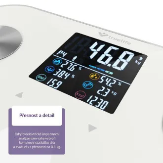 TrueLife FitScale W7 BT - Bioelektrična impedančna tehtnica Bluetooth - Bela