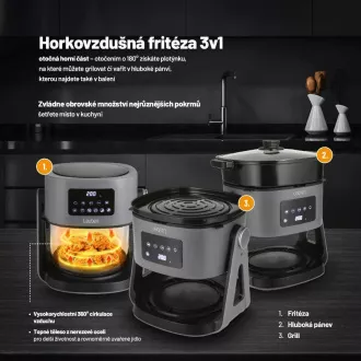 Lauben Glass&Grill Air Fryer 3v1 5500BG - vroče zračni cvrtnik