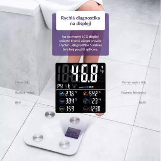 TrueLife FitShape S6 BT - Bioelektrična impedančna tehtnica bluetooth - bela