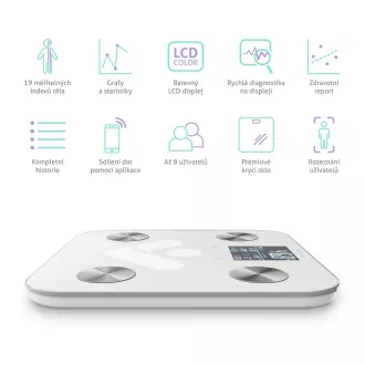 TrueLife FitShape S6 BT - Bioelektrična impedančna tehtnica bluetooth - bela