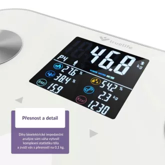 TrueLife FitShape S6 BT - Bioelektrična impedančna tehtnica bluetooth - bela