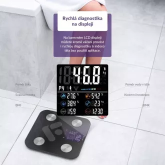 TrueLife FitShape S6 BT - Bioelektrična impedančna tehtnica bluetooth - črna