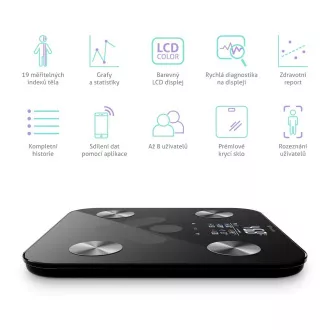 TrueLife FitShape S6 BT - Bioelektrična impedančna tehtnica bluetooth - črna