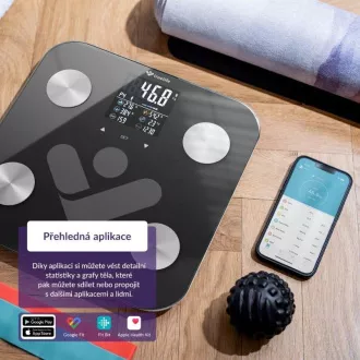 TrueLife FitShape S6 BT - Bioelektrična impedančna tehtnica bluetooth - črna