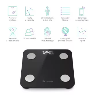 TrueLife FitScale W1 BT Black - bioelektrična impedančna tehtnica bluetooth