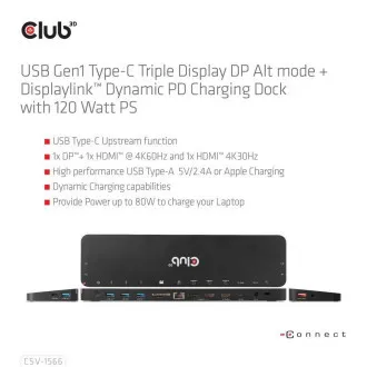 Club3D Priključna postaja USB-C 12v1, 1xDP, 2xHDMI, 1xUSB-C, 5xUSB, 1xRJ45, 1x3,5 mm, bralnik kartic SD, črna Club3D Priključna postaja USB-C 12v1, 1xDP, 2xHDMI, 1xUSB-C, 5xUSB, 1xRJ45, 1x3,5 mm, bralnik kartic SD, črna